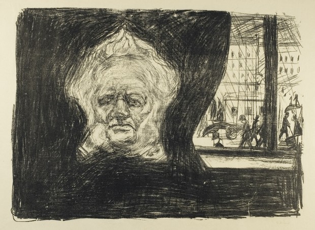 Munchs blyantskisse av Ibsen på Grand Cafe