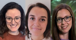 Tre portrettbilder av smilende kvinner